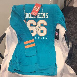 Miami Dolphins 3/4 Length Hoodie Ladies Small, Teal, Pullover NWT